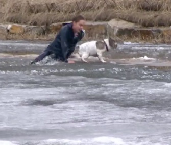Duncan McIver raced into an icy pond to save his dog, Cosmo.