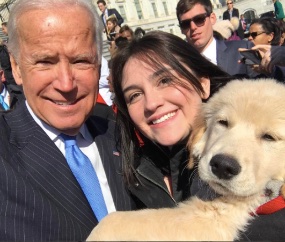 Former Vice President Joe Biden met an adorable puppy named Biden on Wednesday.